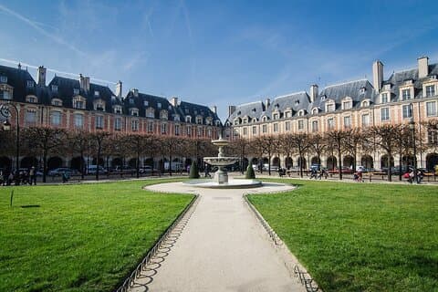 Place des Vosges-one of Paris' oldest squares near Victor Hugo's former home