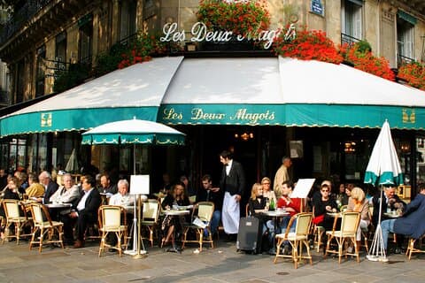The emblematic famous people café, the Two Magots in St Germain dès Près