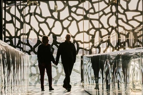 Photography of concrete mesh credited to: © Architects Rudy Ricciotti and Roland Carta / Mucem.