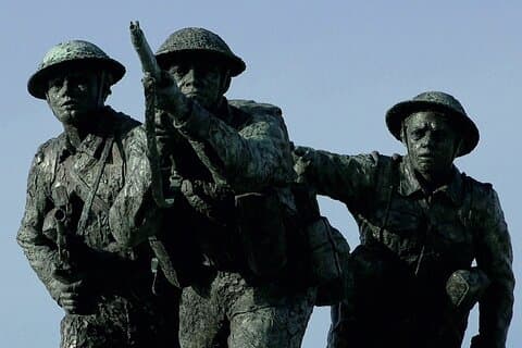 The D-Day sculpture by David Williams-Ellis at the British Normandy Memorial, Ver-sur-Mer.