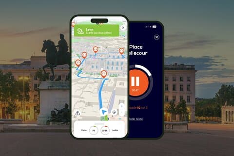 GPS Audioguide application: From Place Bellecour to Old Lyon (Offline).