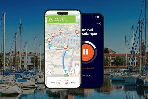 GPS Audioguide application: From the Harbour Museum to the beach of Malo-les-Bains (Offline).