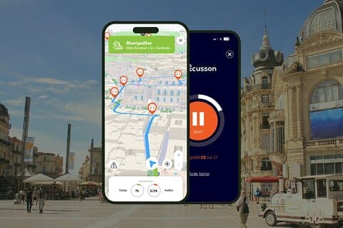 GPS Audioguide application: From Place de la Comedie to Peyrou (Offline).