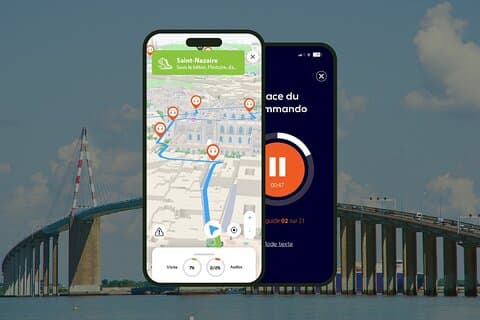 GPS Audioguide application: From Pont de Saint-Nazaire to the seafront (Offline).