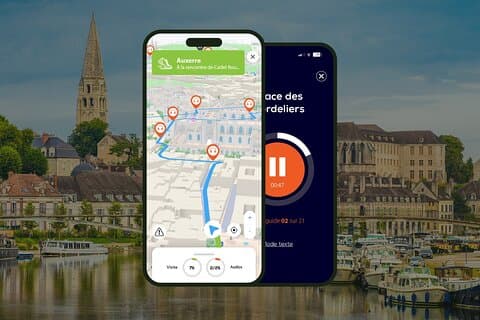GPS Audioguide application: From the docks of the Yonne to the Clock Tower (Offline).