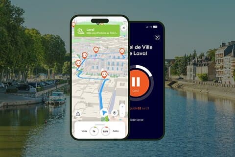 GPS Audioguide application: From the banks of the Mayenne to the Old Castle (Offline).