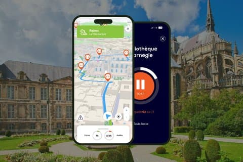 GPS Audioguide application: From the Cathedral to the Basilica of St. Remi (Offline).