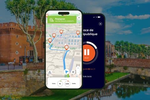 GPS Audioguide application: From Castillet to the Palace of the Kings of Mallorca (Offline).