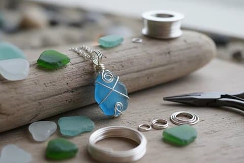 Paris Create Your Own Sea Glass Pendant and Earrings Set