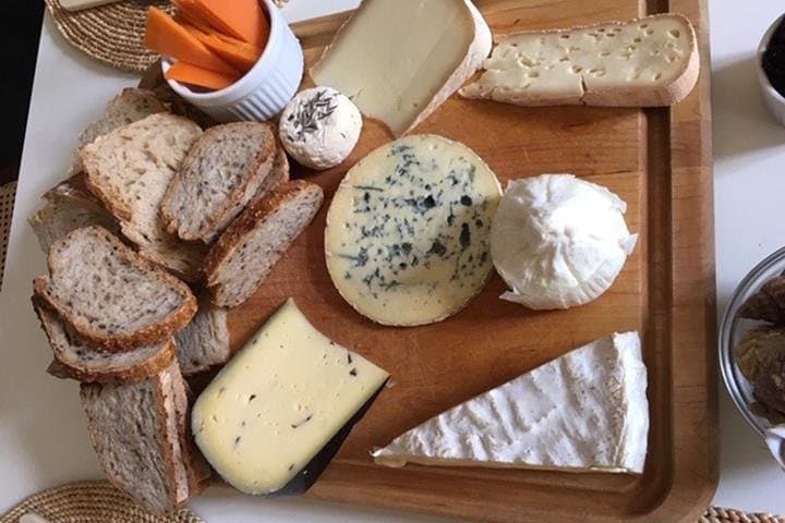A cheese selection of a small sampling of the many cheeses available in France