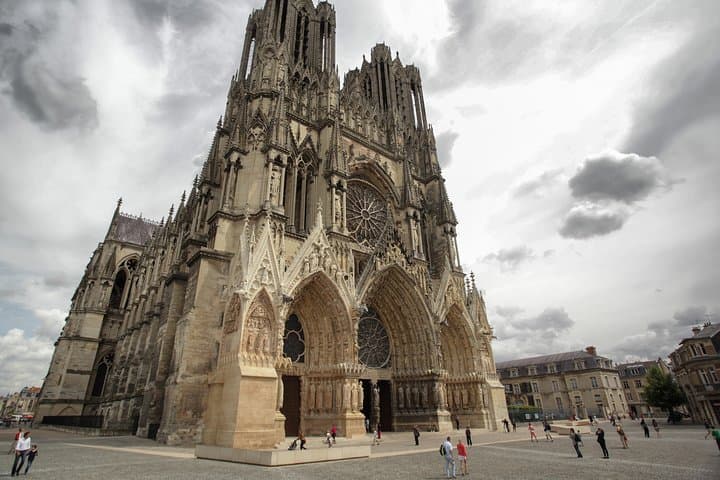 Notre Dame cathedral in Reims, France. Link Paris