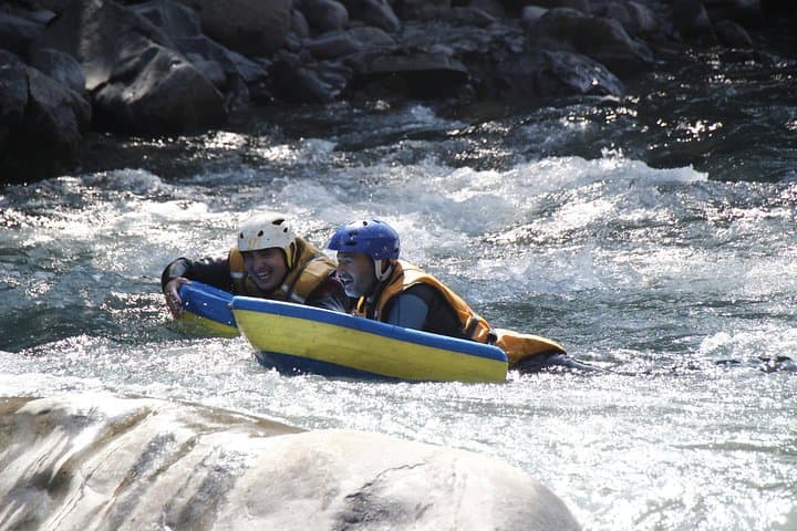 Whitewater swimming (hydrospeed) on the Ubaye