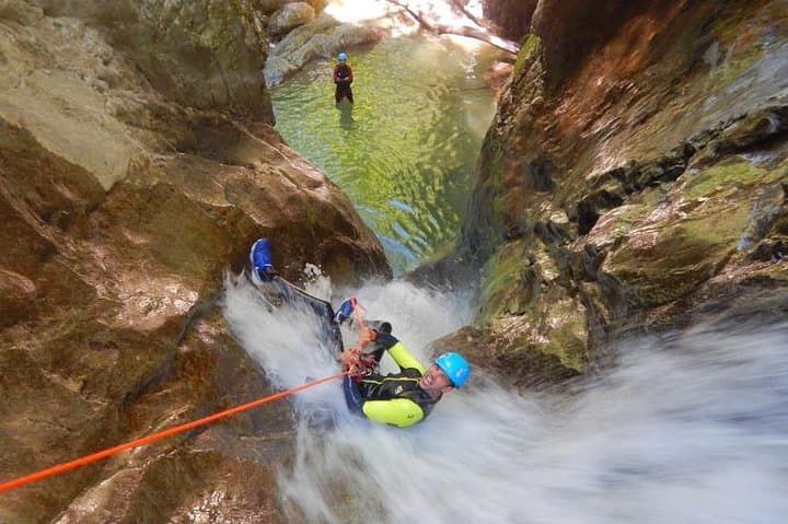 Sports canyoning in the Vercors near Grenoble