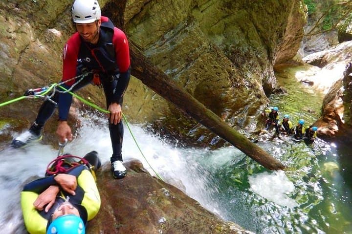 Sports canyoning in the Vercors near Grenoble
