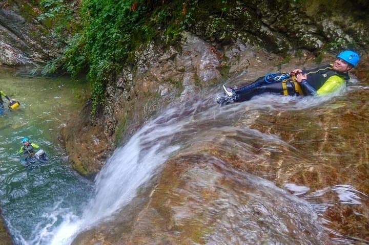Sports canyoning in the Vercors near Grenoble