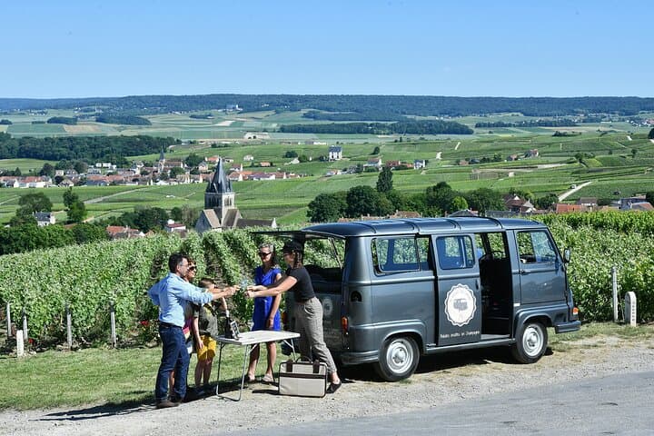 Champagne tasting in the middle of the vineyard
