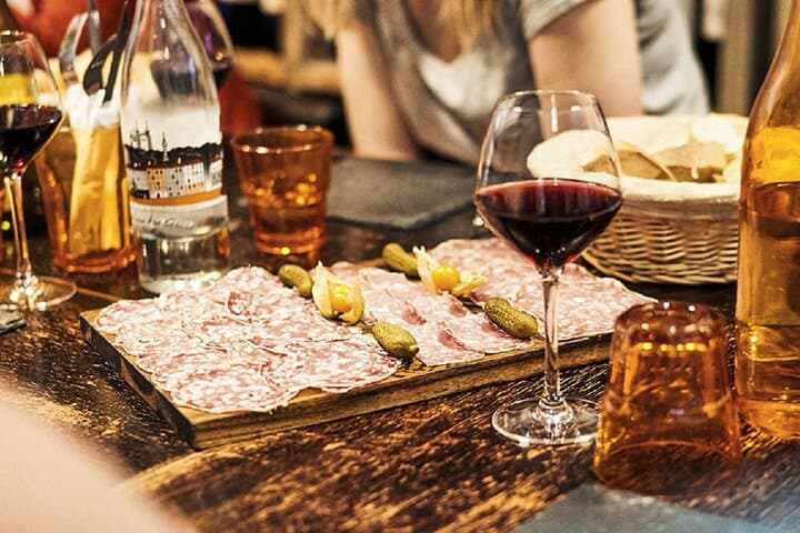 Local cold cuts and wine