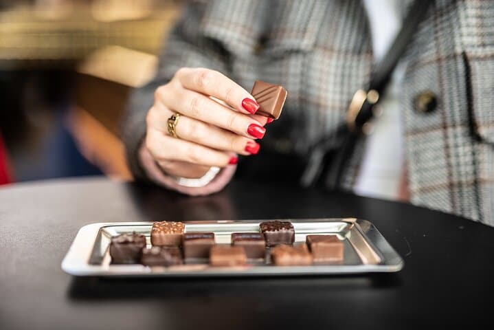 Enjoying some chocolate