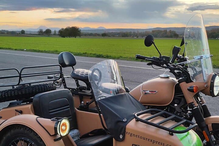 vintage sidecar ride in Auvergne