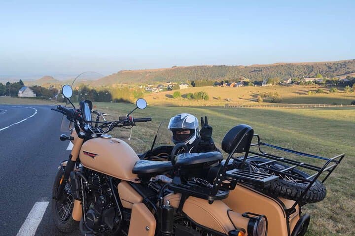 vintage sidecar ride in Auvergne