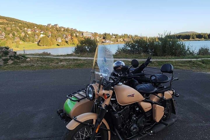 vintage sidecar ride in Auvergne