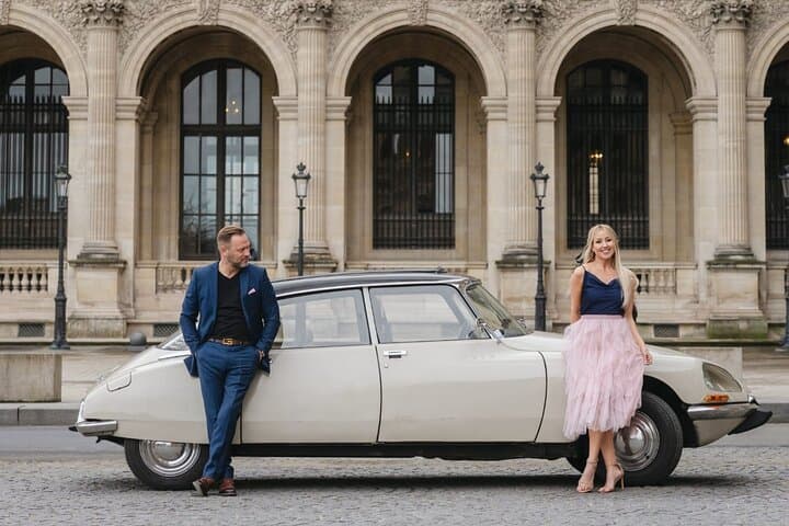 The Essentials of Paris in a Classic Open Top Car Citroën DS