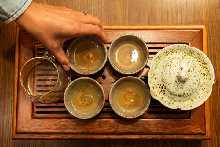 A traditional Japanese tea prepared during the workshop, enhancing the creative flow with a warm, mindful pause.
