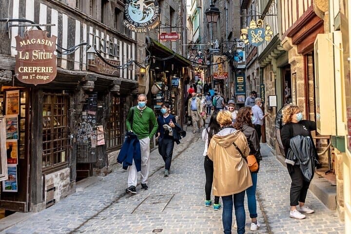 typical street located inside mont saint michel