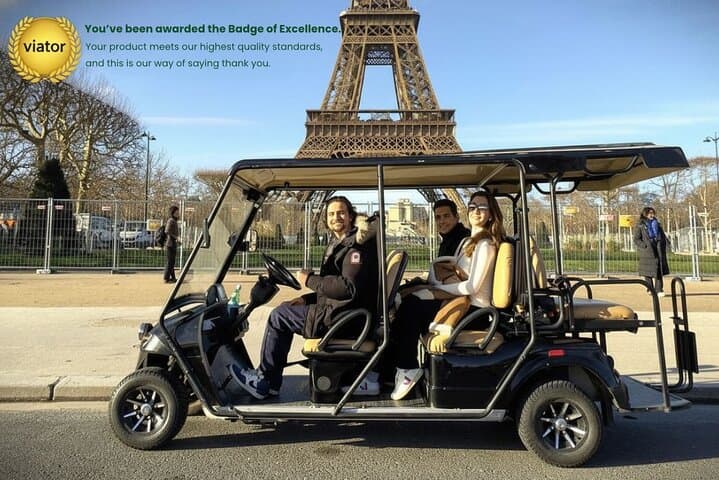 Enjoy Paris in comfort on a private golf cart tour — a top-rated experience proudly awarded the Badge of Excellence by travelers.