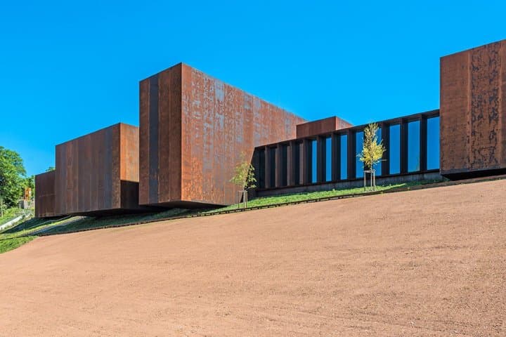 Soulages Museum: The unique Corten (rusty) steel architecture of this internationally renowned museum, housing the works of the master of the Outrenoir.