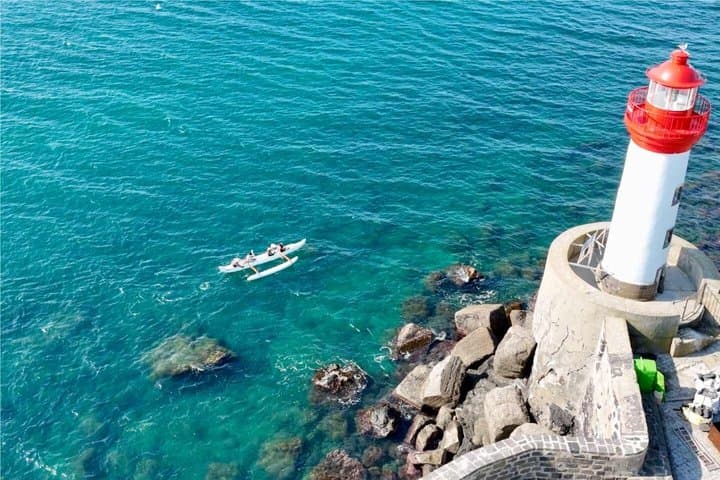 Hawaiian canoe ride Fort of Brescou Island Cap d’Agde