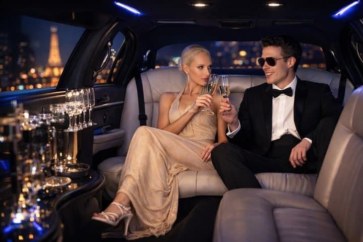 Private tour 1h30 pink limousine Paris by night with champagne