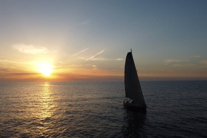 Sailing boat ride at sea