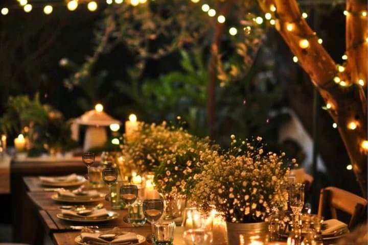 Elegant country dinner and moonlight ride