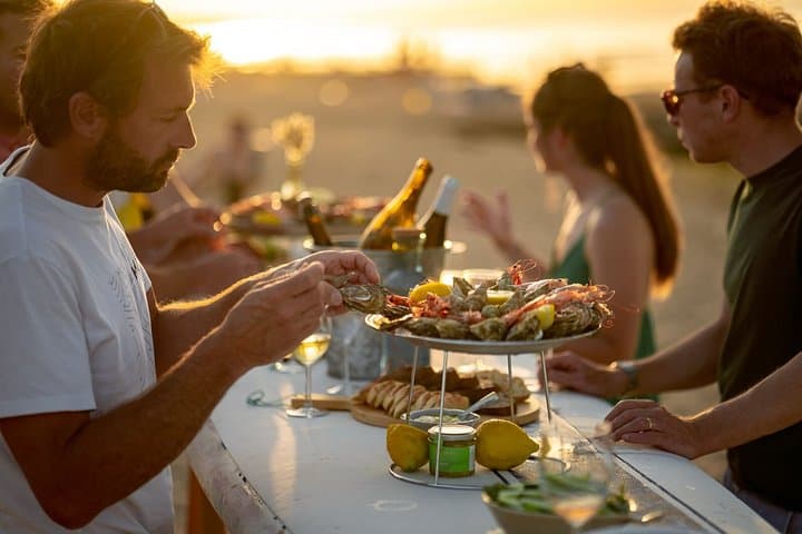 Pop up oyster bar on Normandy beach
