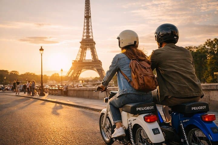 Paris Guided tour in Peugeot 103 electric moped