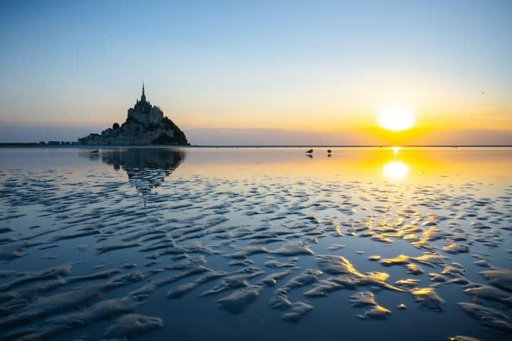Sunset crossing Mont Saint Michel