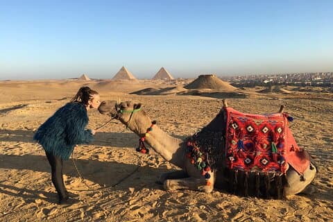 Camel Ride Trip at Giza Pyramids During Sunrise Or Sunset