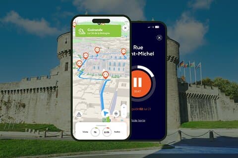 GPS Audioguide application: From the Porte Saint-Michel to the Collegiate Church of Saint-Aubin (Offline).