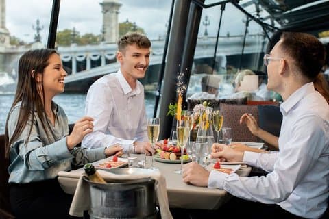 Seine River Gourmet Cruise Champagne Lunch or Dinner Service