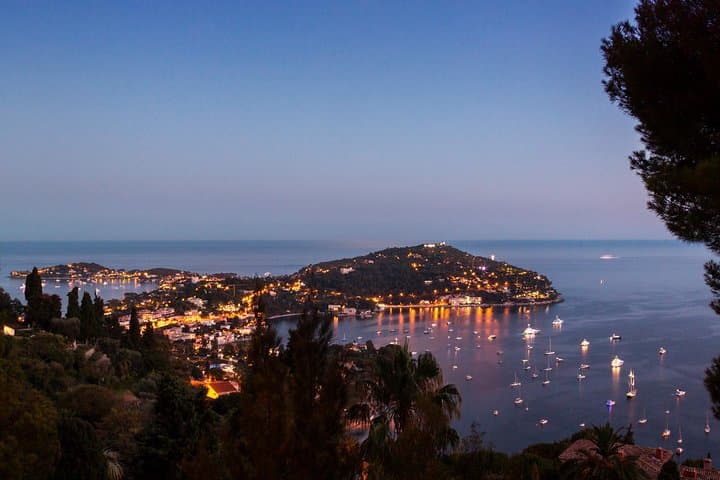 View over the Cap Ferrat by night