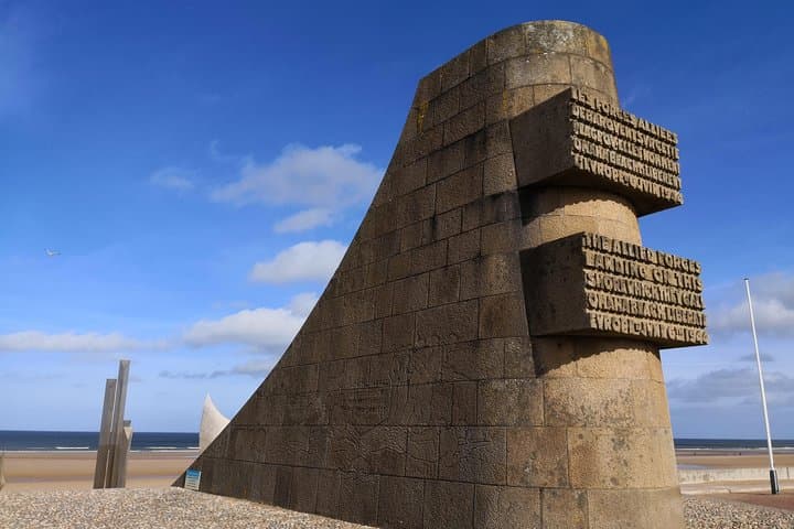 Omaha Beach, Saint Laurent sur Mer, Normandy. The
Monument "Signal" erected in 1956 is facing the "bloody beach".