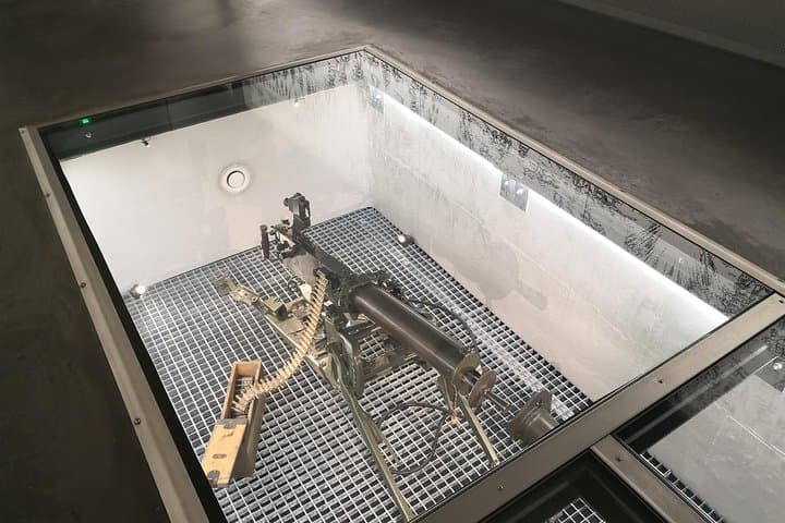 Thiepval, Somme - Thiepval Museum - Original german MG08 machine gun which has been capture by a british soldier during the fighting in Thiepval, July 1916