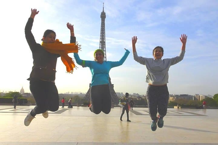 Having fun near with the Eiffel tower