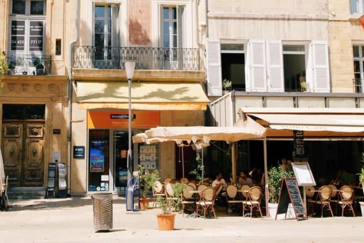 Typical terrace of Aix-en-Provence in the historic center of the city