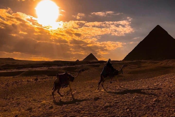 Camel Ride Trip at Giza Pyramids During Sunrise Or Sunset