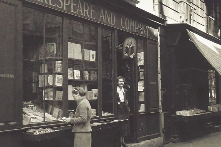 Sylvia Beach at the original Shakespeare & Company (1939)