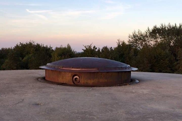 Fort de Douamont, 155mm turret and its retractable armored dome (View above the fort)