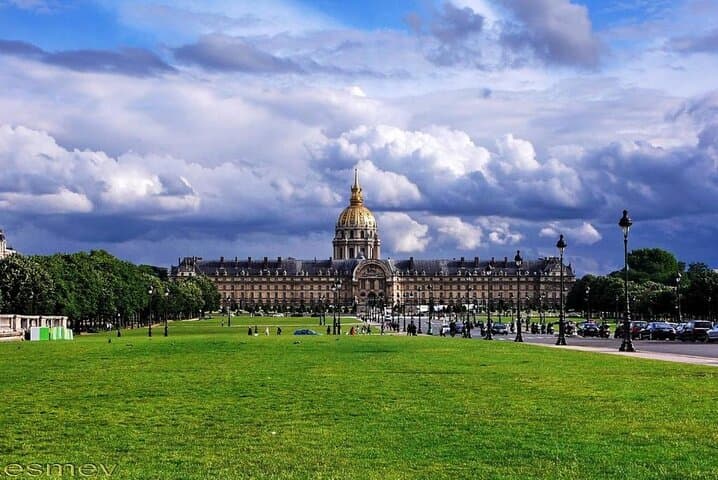 Esplanade des invalides and museum of armies with the golden dome tomb of Napoleon