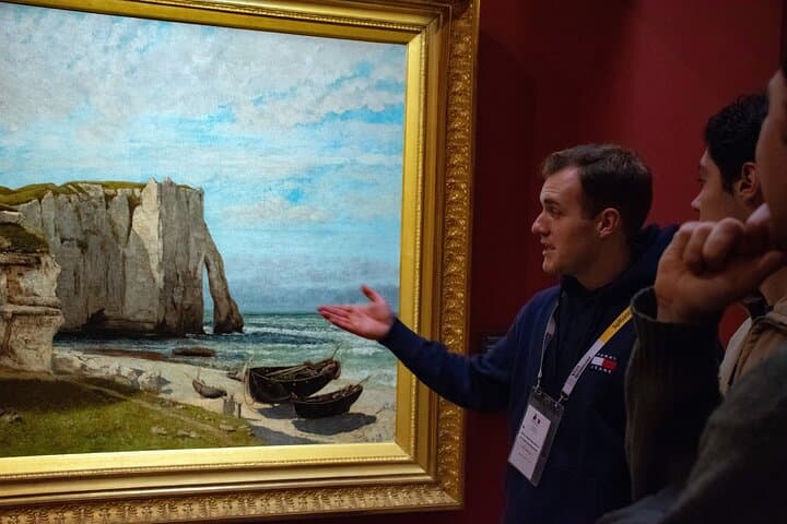Guide explaining a painting